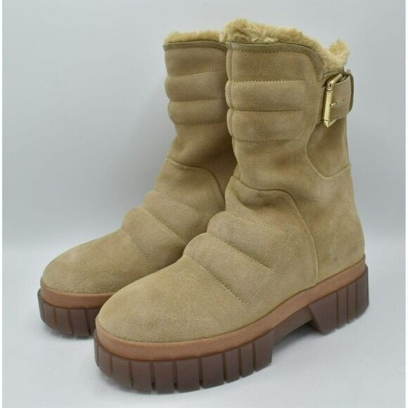 Free People EU 40 US 10 Fable Faux Fur Sand Suede Platform Zip Up Winter Boots